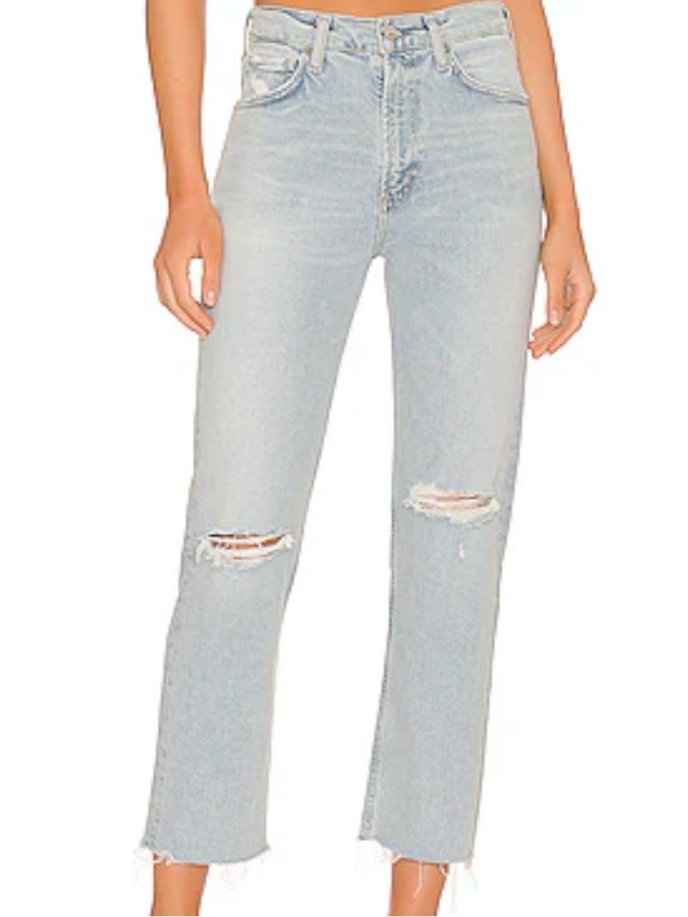 CITIZENS OF HUMANITY Women’s Daphne Crop High Waisted Stovepipe Jeans Raw Hem